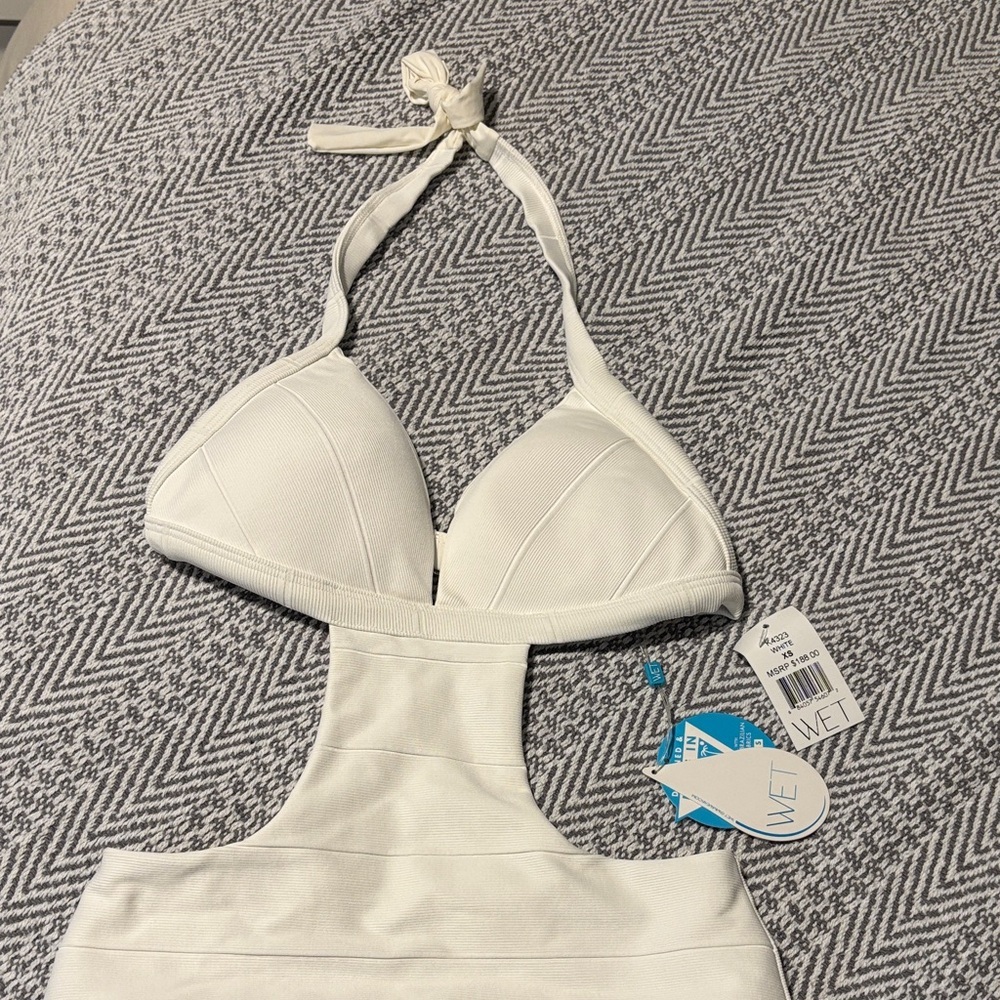 WET White Halter One Piece Swimsuit | Sz XS